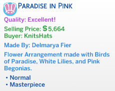 Deli's flower arrangement "Paradise in Pink," made with Birds of Paradise, White Lilies, and Pink Begonias, is of excellent quality and on sale for $5,664. It's a masterpiece. 